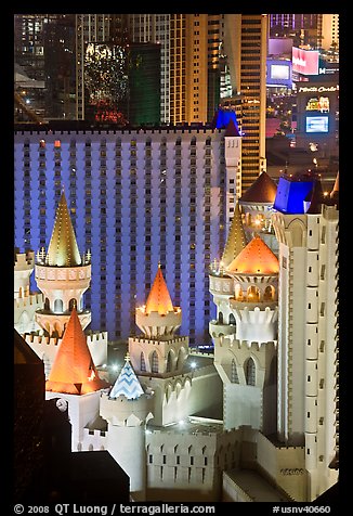Excalibur towers from above. Las Vegas, Nevada, USA (color)