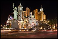 Las Vegas Boulevard and  New York New York casino at night. Las Vegas, Nevada, USA