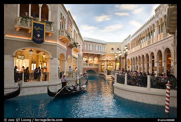 Grand Canal and shops inside Venetian hotel. Las Vegas, Nevada, USA