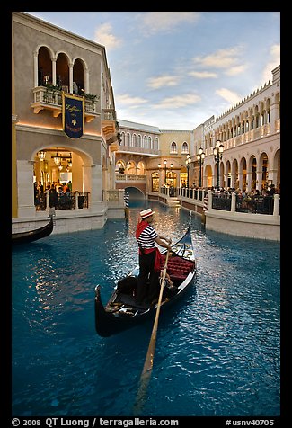 Gondola in Grand Canal inside Venetian hotel. Las Vegas, Nevada, USA (color)