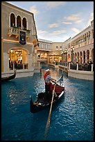 Gondola in Grand Canal inside Venetian hotel. Las Vegas, Nevada, USA