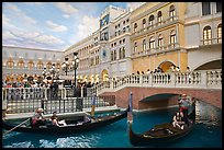 Gondolas and Saint Mark Square inside Venetian hotel. Las Vegas, Nevada, USA (color)