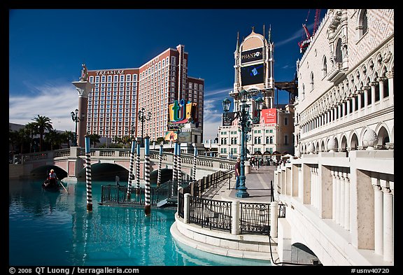 Venetian and Treasure Island hotels. Las Vegas, Nevada, USA (color)