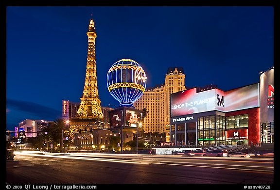 Tour Eiffel à Las Vegas : Nuit : Las Vegas : Nevada : Parcs nationaux de  l'Ouest américain 