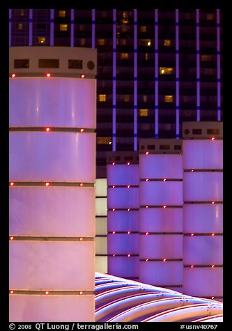 Columns and Baillys hotel by night. Las Vegas, Nevada, USA