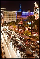 Las Vegas Strip traffic by night. Las Vegas, Nevada, USA