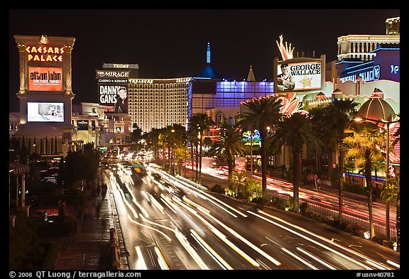 Hotels and Las Vegas Strip by night. Las Vegas, Nevada, USA