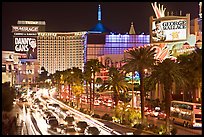 Busy traffic at night on Las Vegas Strip. Las Vegas, Nevada, USA (color)