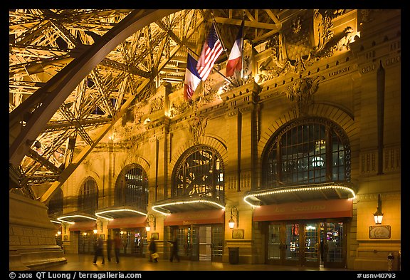 Station-like Entrance of Paris Las Vegas hotel. Las Vegas, Nevada, USA