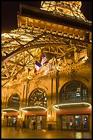 Entrance of Paris Las Vegas hotel below Eiffel tower replica. Las Vegas, Nevada, USA (color)