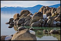 Boulders and lake in winter, Lake Tahoe-Nevada State Park, Nevada. USA ( color)