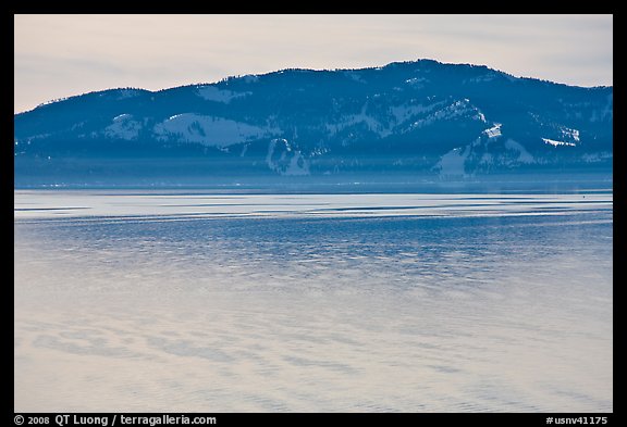 Mountains and lake in winter, Lake Tahoe, Nevada. USA (color)