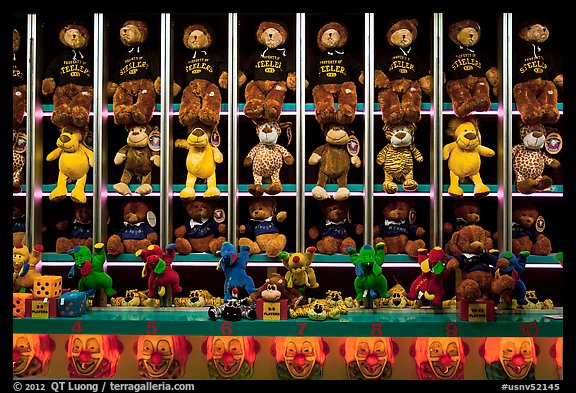 Rows of plush animals, Circus Circus. Reno, Nevada, USA (color)