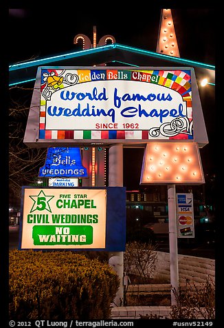 Wedding chapel at night. Reno, Nevada, USA (color)