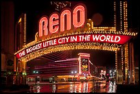 Biggest little city in the world sign by night. Reno, Nevada, USA (color)