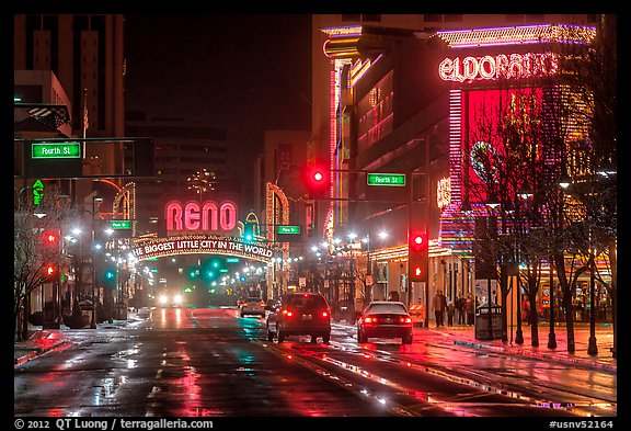 Downtown at night. Reno, Nevada, USA (color)
