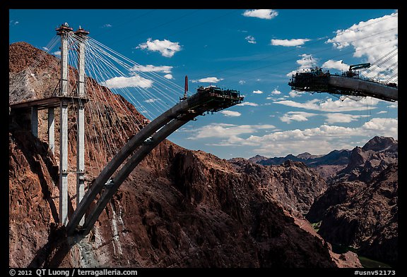 Pat Tillman Memorial Bridge (Hoover Dam Bypass) under construction. Hoover Dam, Nevada and Arizona (color)
