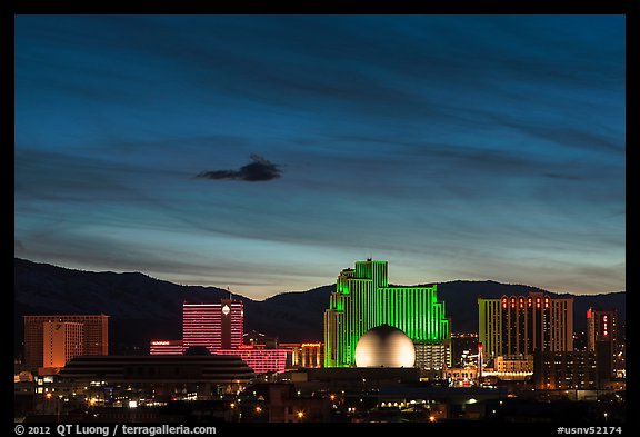 Reno skyline at night. Reno, Nevada, USA (color)