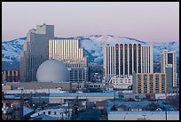 Reno skyline at sunrise in winter. Reno, Nevada, USA ( color)