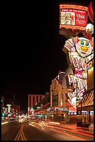 Giant neon sign on main street at night. Reno, Nevada, USA ( color)