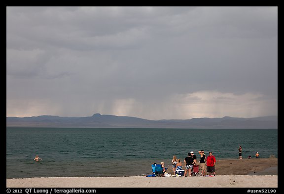 Group on lakeshore. Pyramid Lake, Nevada, USA