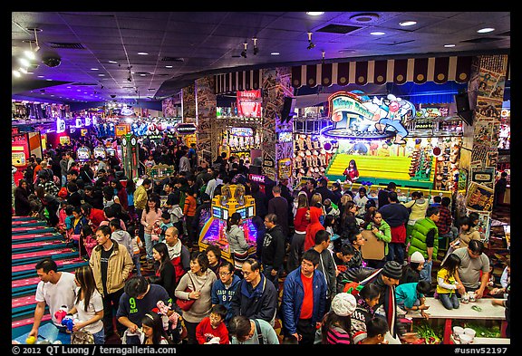 Crowded carnival game area. Reno, Nevada, USA