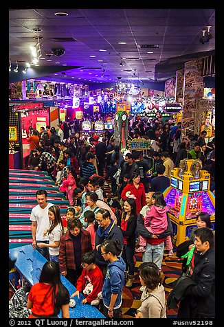 Crowds in Midway of Fun, Circus Circus. Reno, Nevada, USA (color)
