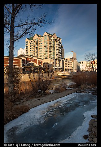 Truckee River in winter. Reno, Nevada, USA