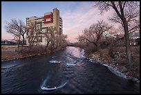 Truckee river, winter sunset. Reno, Nevada, USA ( color)