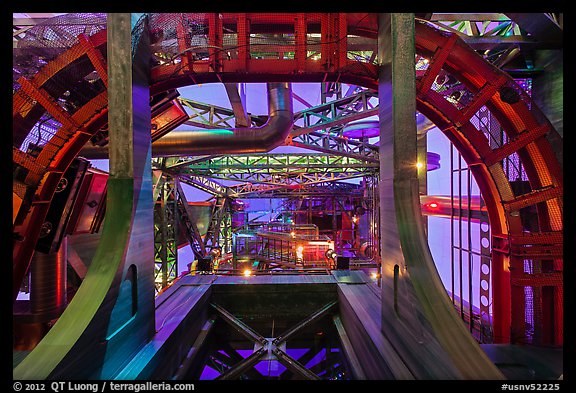 Looking up mine tower. Reno, Nevada, USA (color)