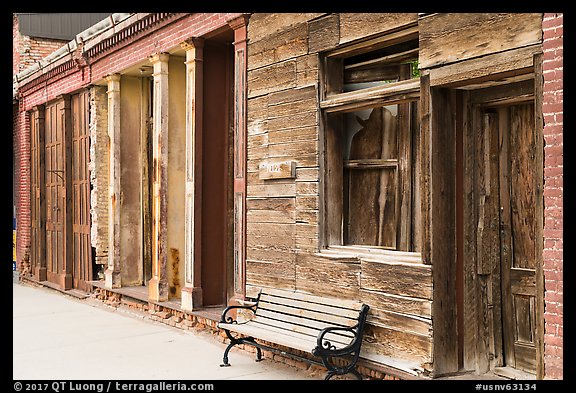 Boarded-up building, Eureka. Nevada, USA (color)