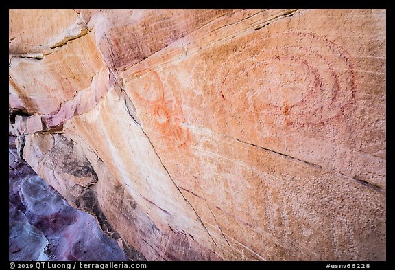 Faint petroglyphs. Gold Butte National Monument, Nevada, USA (color)