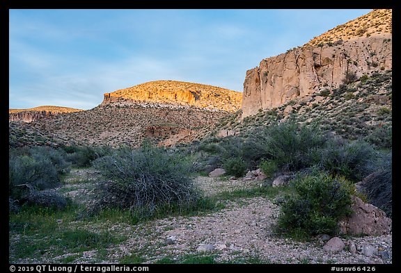 Cliffs at sunset, White River Narrows Archeological District. Basin And Range National Monument, Nevada, USA (color)