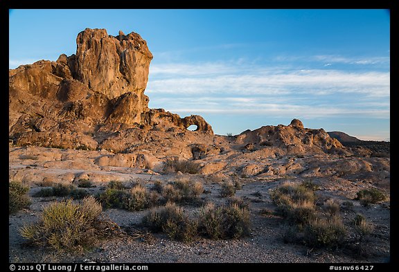 Distant natural arch. Basin And Range National Monument, Nevada, USA (color)