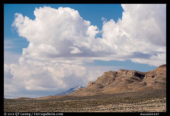 Clouds above mountain range. Basin And Range National Monument, Nevada, USA (color)