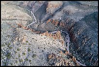 Aerial view of road through Valley of Faces. Basin And Range National Monument, Nevada, USA ( color)
