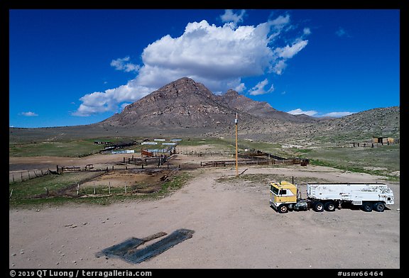 Aerial view of abandonned camp. Basin And Range National Monument, Nevada, USA (color)