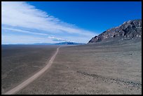 Aerial view of road through wide valley. Basin And Range National Monument, Nevada, USA ( color)