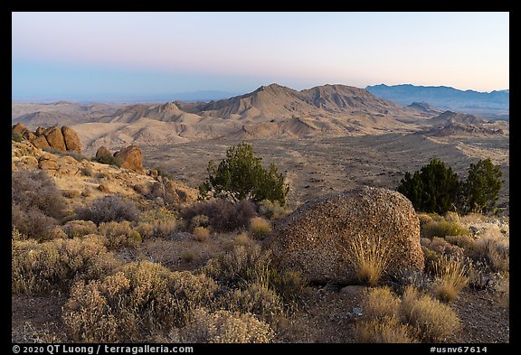 Tramp Ridge and Paradise Valley from Gold Butte Peak. Gold Butte National Monument, Nevada, USA (color)