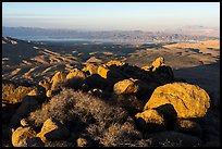 Lake Mead from Gold Butte Peak summit at sunrise. Gold Butte National Monument, Nevada, USA ( color)