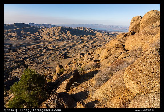 Cedar Basin and Anderson Ridge from Gold Butte Peak. Gold Butte National Monument, Nevada, USA (color)