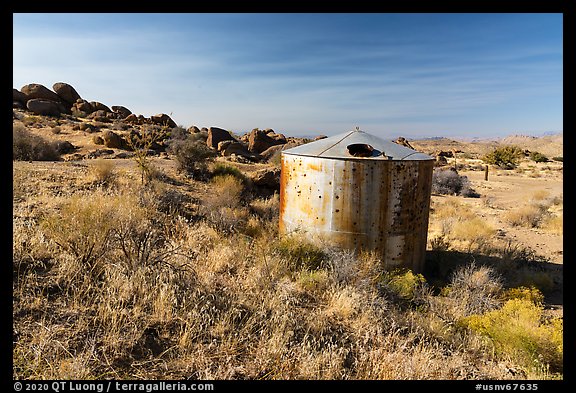 Abandonned tank, Gold Butte townsite. Gold Butte National Monument, Nevada, USA (color)
