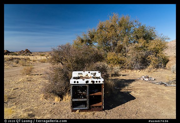 Abandonned stove, Gold Butte ghost town. Gold Butte National Monument, Nevada, USA (color)