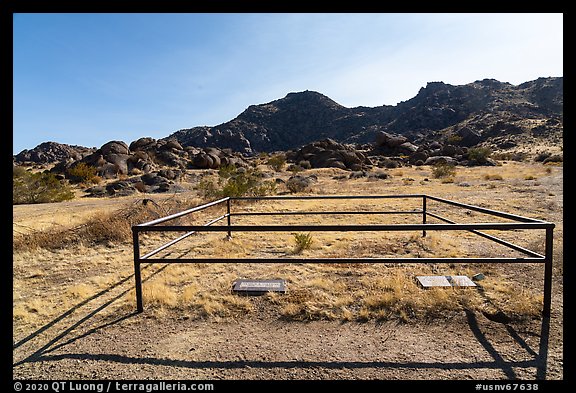 Graves of William Garrett and Arthur Coleman, Gold Butte townsite. Gold Butte National Monument, Nevada, USA (color)