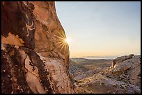 Falling Man petroglyph and sun. Gold Butte National Monument, Nevada, USA ( color)