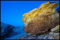 Newspaper Rock with petroglyphs at half light. Gold Butte National Monument, Nevada, USA ( color)