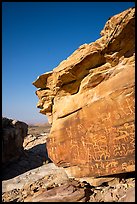 Petroglyphs on Newspaper Rock, early morning. Gold Butte National Monument, Nevada, USA ( color)