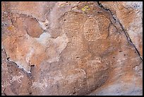 Close-up of petroglyphs on Shaman Hill, Mount Irish Archeological Area. Basin And Range National Monument, Nevada, USA ( color)