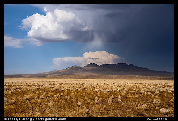 Clearing stom clouds over Seaman Range. Basin And Range National Monument, Nevada, USA (color)