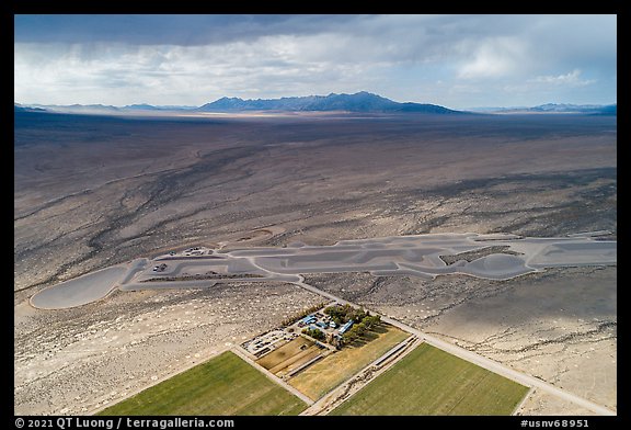 Aerial view of Heizer Ranch and City. Basin And Range National Monument, Nevada, USA (color)